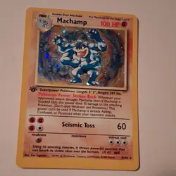 Pokemon Machamp 8/102 Base Set 1st Edition Holo Rare 100 HP Card English - Image 1