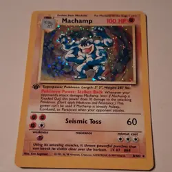 Pokemon Machamp 8/102 Base Set 1st Edition Holo Rare 100 HP Card English - Image 2