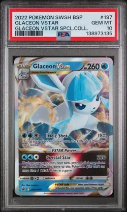 2022 POKEMON SWSH BLACK STAR PROMO #197 GLACEON VSTAR PSA 10 - Image 1