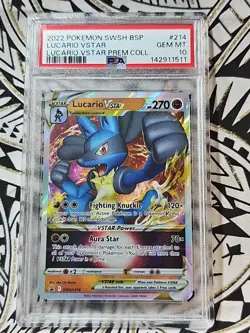 LUCARIO VSTAR 2022 Pokemon SWSH BSP Prem Coll 214 PSA 10 Gem (511) FREE SHIPPING - Image 1