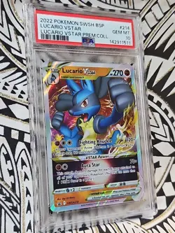 LUCARIO VSTAR 2022 Pokemon SWSH BSP Prem Coll 214 PSA 10 Gem (511) FREE SHIPPING - Image 3