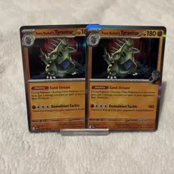 Pokemon TCG * Destined Rivals 096/182 Team Rocket's Tyranitar Rare HOLO * NM x2 - Image 1