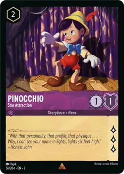 DISNEY LORCANA TCG - Rise of the Floodborn Pinocchio Star Attraction Rare 56/204 - Image 1