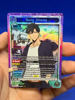 Union Arena UE17BT: SOLO LEVELING Sung Jinwoo UE17BT/SLG-1-022 Super Rare SR NM - Image 2