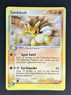 Pokemon Card Sandslash 21/100 Reverse Holo Foil Sandstorm Rare Vintage MP - Image 2