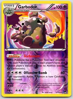 POKEMON BREAKPOINT GARBODOR 57/122 RARE REVERSE HOLO LP - Image 1