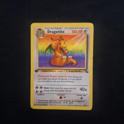 1st Edition Dragonite Fossil Non-holo Pokemon WotC Vintage HP Heavy Played - Image 1