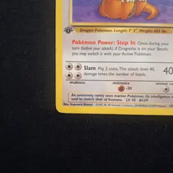 1st Edition Dragonite Fossil Non-holo Pokemon WotC Vintage HP Heavy Played - Image 2