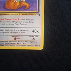 1st Edition Dragonite Fossil Non-holo Pokemon WotC Vintage HP Heavy Played - Image 3