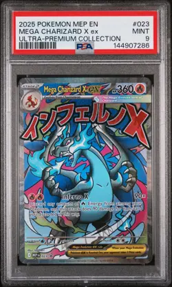 2025 POKEMON MEP EN-ME BLACK STAR PROMO #023 MEGA CHARIZARD X EX PSA 9 - Image 1