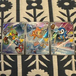 Pokemon First Partner Illustration Turtwig Chimchar Piplup 040 041 042 Set NM - Image 1