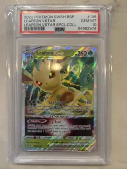 POKEMON 2022 SWSH Promo LEAFEON Vstar Special Collection #195 PSA 10 Gem Mint - Image 1