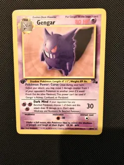 Pokemon Card. Gengar 20/62 Fossil Set Non-Holo 1st Edition - Image 1