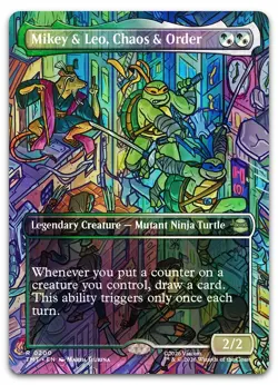 Mikey & Leo, Chaos & Order (Borderless) #200 (Foil) (NM) TMT Magic MTG - Image 1