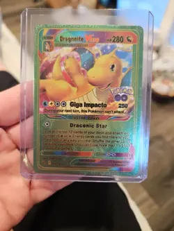 Dragonite VStar Rainbow Foil Fan Art Vinyl Premium Textured Collector Card - Image 1