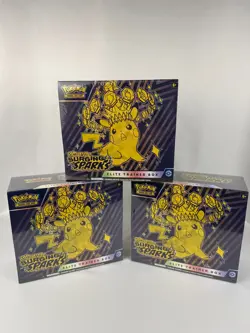 Pokemon TCG Surging Sparks Pikachu Sealed ETB Elite Trainer Box NEW MINT X3 - Image 1