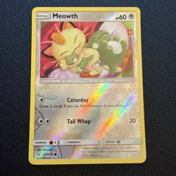 2019 Pokemon MEOWTH Unbroken Bonds REVERSE HOLO Sun & Moon Set Card 147/214 NM - Image 1