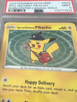 Graded Pokemon Card Special Delivery Pikachu SWSH074 PSA 9 MINT HD SWIRL - Image 3