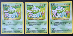 3 Bulbasaur 44/102 BASE set Pokemon card shadowless (#1) - Image 1