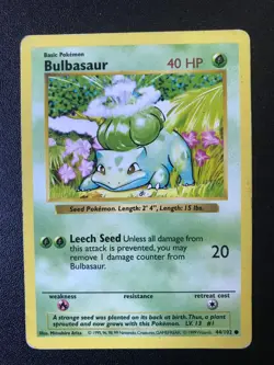 3 Bulbasaur 44/102 BASE set Pokemon card shadowless (#1) - Image 2
