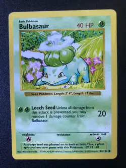 3 Bulbasaur 44/102 BASE set Pokemon card shadowless (#1) - Image 4