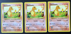 3 Charmander 46/102 BASE set Pokemon card shadowless (#2) - Image 1