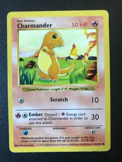3 Charmander 46/102 BASE set Pokemon card shadowless (#2) - Image 4