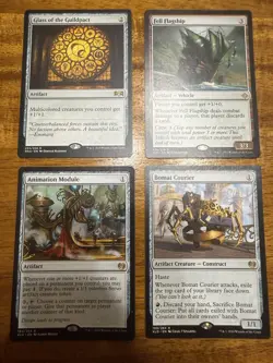 MTG Magic Artifact Rare Lot 4 Glass Guildpact Animation Module Bomat Courier - Image 1