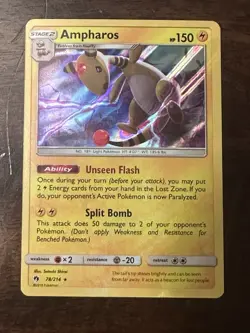 Pokemon TCG Ampharos Holo Rare Lost Thunder 78/214 Near Mint - Image 1