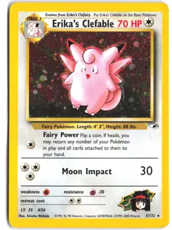 Erika's Clefable 3/132 Holo Rare Gym Heroes Pokemon Unlimited Holo - Image 1