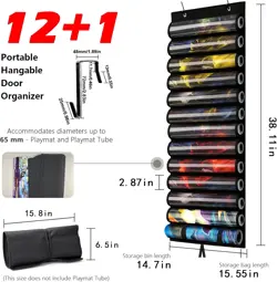 Playmat Tube for MTG - Portable Hangable Door Organizer with 12 tubes, Black - Image 2