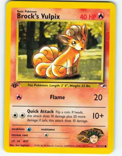 Brock's Vulpix - 1st Edition - 73/132 Gym Heroes - Pokemon TCG - 2000 - Image 1