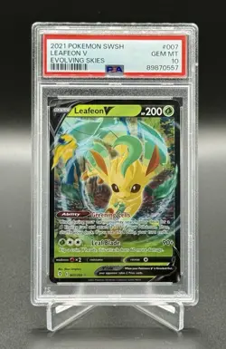 PSA 10 Pokemon TCG Sword Shield Evolving Skies Leafeon V 007/203 Ultra Rare - Image 1