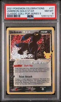 PSA 8 Grading Card Pokemon PTCG - Umbreon Gold Star Celebration Classic #17 EN - Image 1