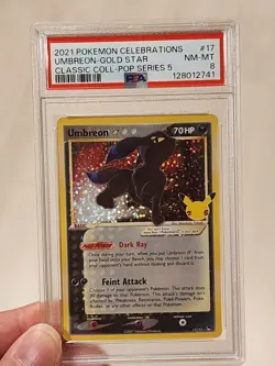 PSA 8 Grading Card Pokemon PTCG - Umbreon Gold Star Celebration Classic #17 EN - Image 3