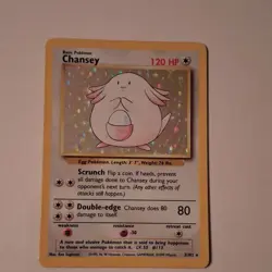 Pokemon Chansey 3/102 Base Set Holo Rare 120 HP Card English - Image 1