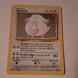 Pokemon Chansey 3/102 Base Set Holo Rare 120 HP Card English - Image 2
