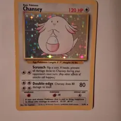 Pokemon Chansey 3/102 Base Set Holo Rare 120 HP Card English - Image 3