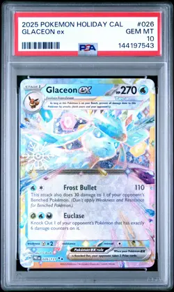 2025 POKEMON HOLIDAY CALENDAR #026 GLACEON EX PSA 10 - Image 1