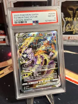 2023 POKEMON SWORD & SHIELD CROWN ZENITH #GG44 FULL ART/MEWTWO VSTAR PSA 8 - Image 1