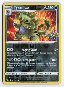 Tyranitar 043/078 Pokemon GO Holo Rare Reverse Holo NM - Image 1