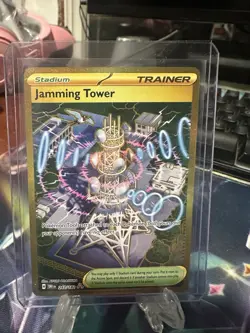 Pokemon Jamming Tower 243/182 Hyper Rare Gold Trainer Destined Rivals NM - Image 1