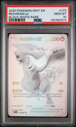 Pokemon Card Reshiram EX 173/086 Black White Rare PSA 10 Wht En-white Flare - Image 1