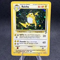 Pokemon TCG Raichu 14/102 Base Set 2 Holo Rare 1999 WOTC Vintage LP SWIRL - Image 1