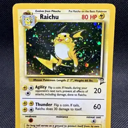 Pokemon TCG Raichu 14/102 Base Set 2 Holo Rare 1999 WOTC Vintage LP SWIRL - Image 2