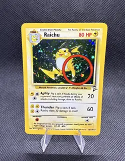 Pokemon TCG Raichu 14/102 Base Set 2 Holo Rare 1999 WOTC Vintage LP SWIRL - Image 4