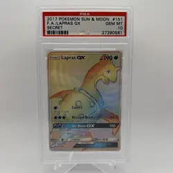 PSA 10 Lapras GX Pokemon 151/149 Sun & Moon 151 Full Art Secret Rare 2017 #151 - Image 1