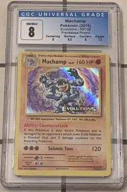 Machamp Evolutions Holo Prerelease Stamped CGC 8 NM/M Pokemon 2016 59/108 - Image 1