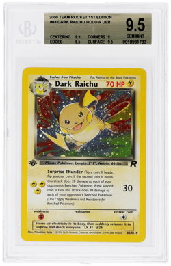 2000 Pokemon Team Rocket Dark Raichu 1st Edition Holo #83 BGS 9.5 - Image 1