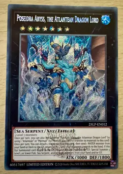 Yu-Gi-Oh Poseidra Abyss Atlantean Dragon 25LP-EN012 Secret Rare Emblazoned Stamp - Image 1